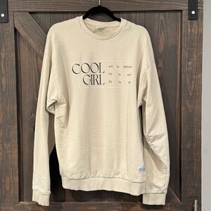 dodie Build A Problem Cool Girl Tan Crewneck Sweatshirt Size‎ Large